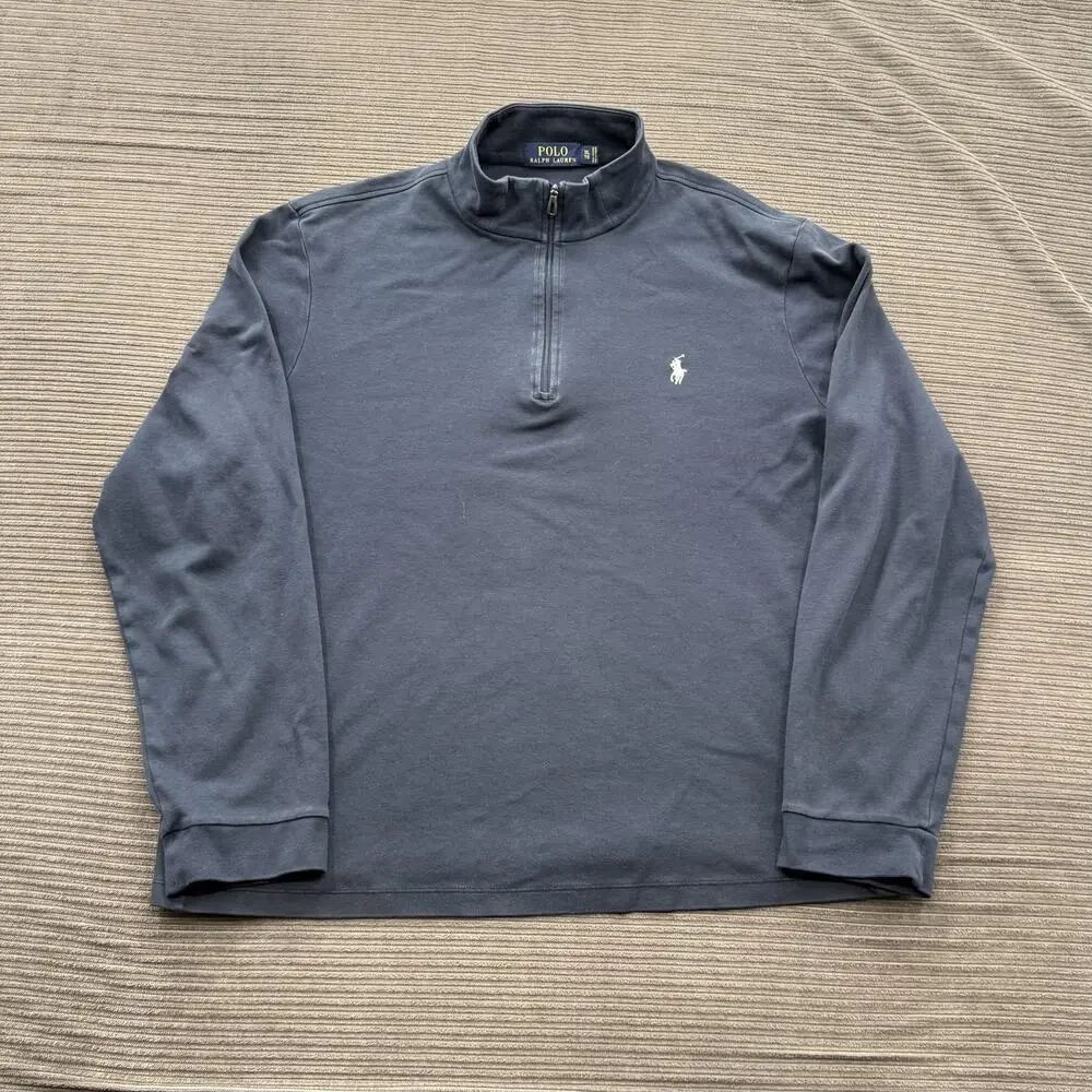 Polo Ralph‎ Lauren Pullover Mens XL 1/4 Zip Mock Neck Long Sleeve Pima Cotton